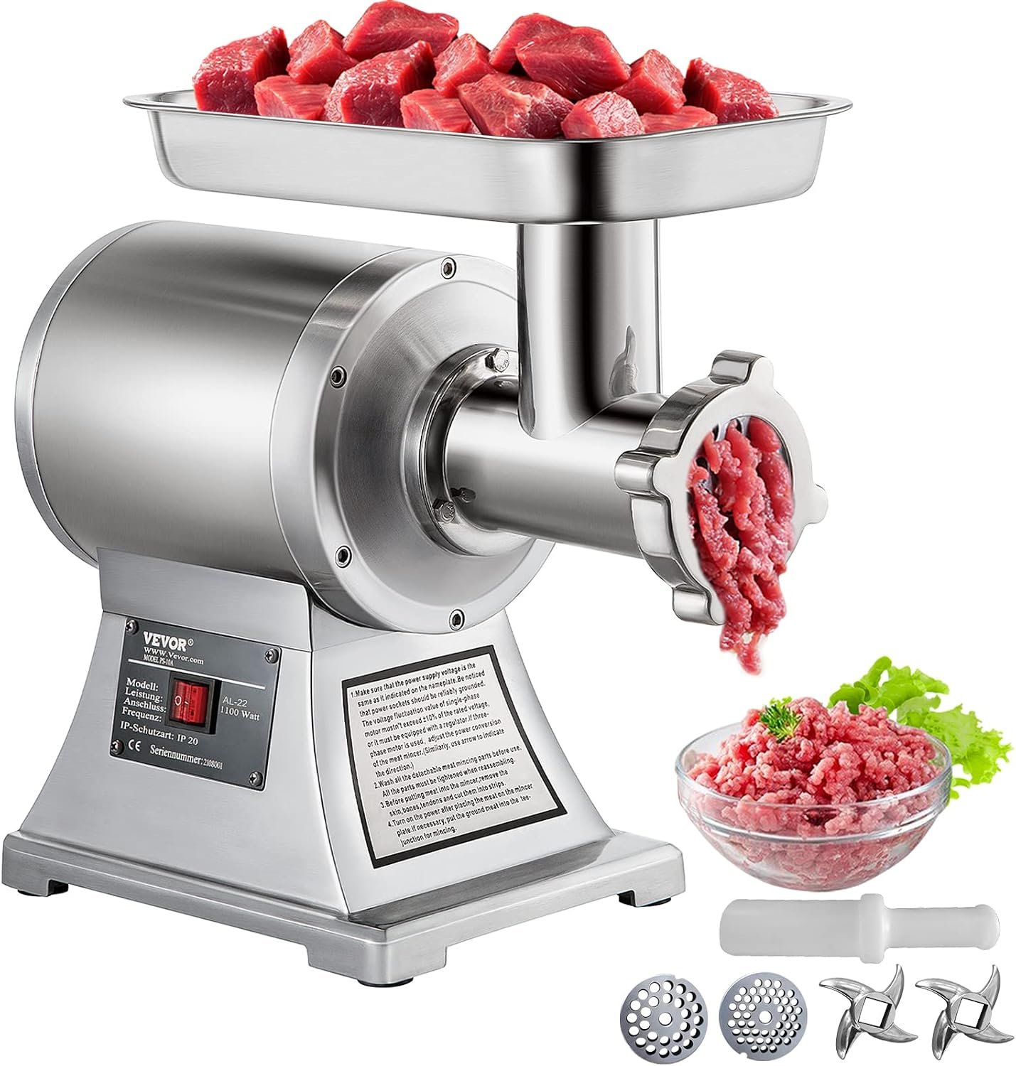 VEVOR commercial 1100W electric meat grinder